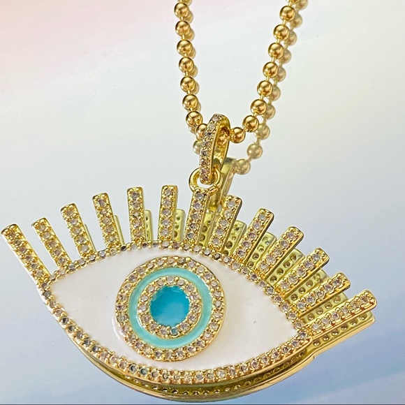 Evil Eye with Lashes Necklace - Picture 7 of 10